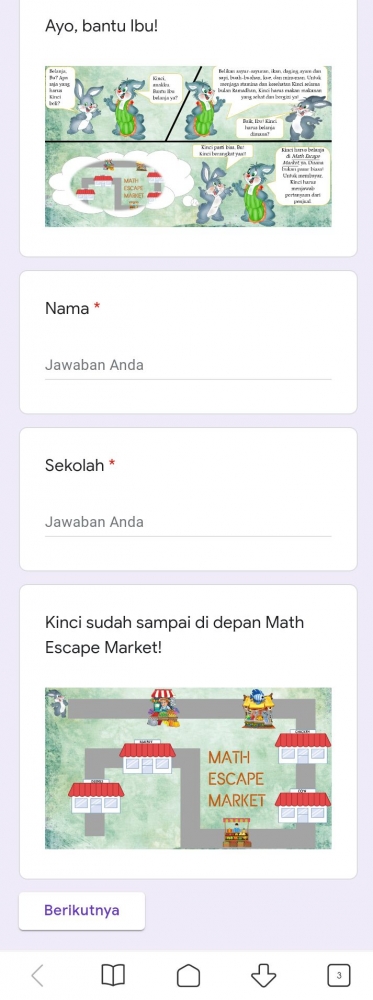 Math Escape Market, identitas siswa. Dokumen Pribadi