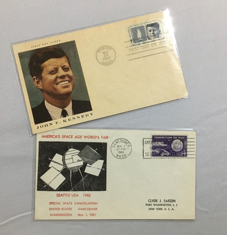 Dua sampul (amplop) filateli dengan tema JFK dan America's Space Age. (Foto: BDHS)