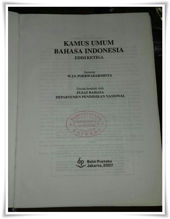 Kamus Umum Bahasa Indonesia karya Poerwadarminta (Dokpri)