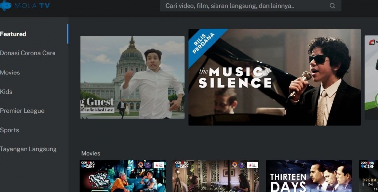 Tampilan website Mola TV Movies (dok. Mola TV)
