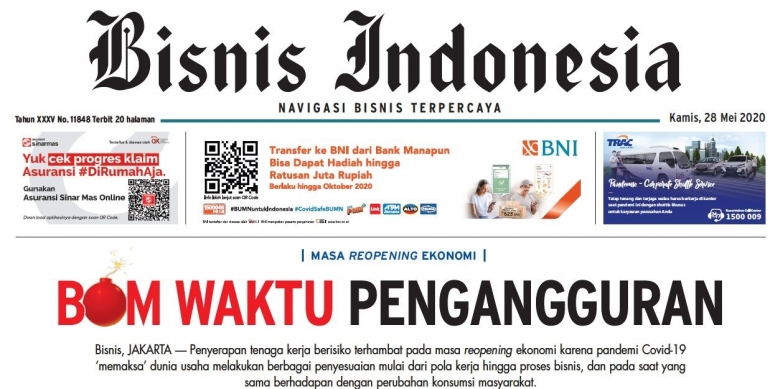 tangkapan layar dari laman Bisnis indonesia