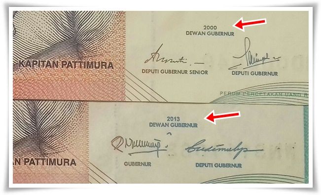 Tahun pencetakan dan penanda tangan dilihat secara detail (Dokpri)