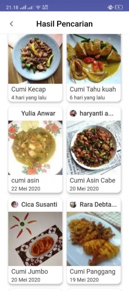 tampilan menu makanan bahan dasar oreo (tangkapan layar yummy app)