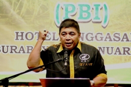 Bagya Rahmadi, S.H., M.M., Ketua Umum PBI Pusat saat memberikan sambutan di Munaslub PBI yang digelar di Hotel Singgasana Surabaya (dokpri)