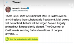 Twit Presiden Trump diperiksa fakta oleh Twitter (Sumber : wsj.com)