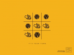 Adaptasi permainan XOXO/Tic-Tac-Toe untuk iklan cuci tangan lawan Covid-19 - Sumber Foto: adsoftheworld.com