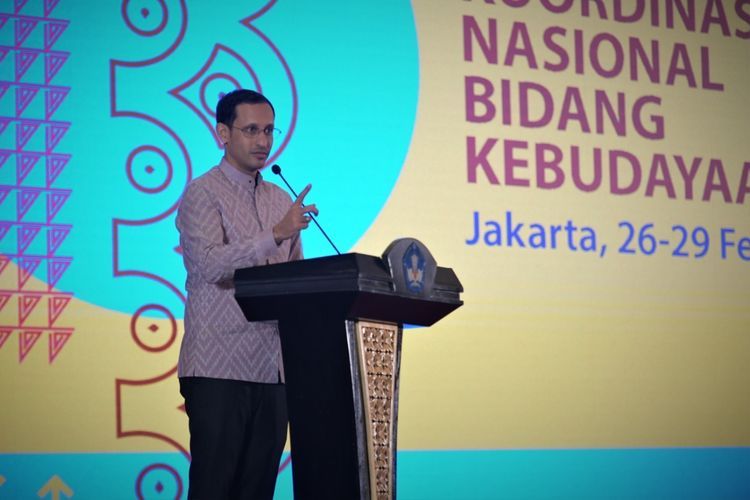 Mas Nadiem menyinggung saat menghadiri Rakornas Bidang Kebudayaan di Jakarta (26/2/2020). DOK. Kemendikbud via KOMPAS