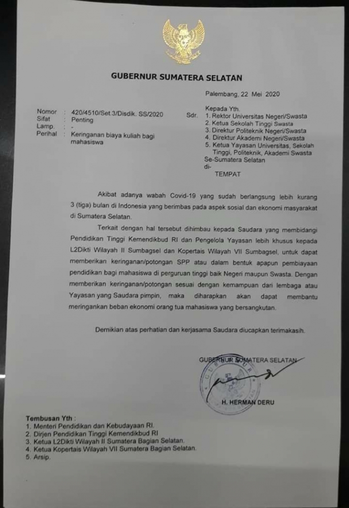 Himbaun Gubernur Sumsel Keringanan SPP (Sumber : dokpri dari WAG) 