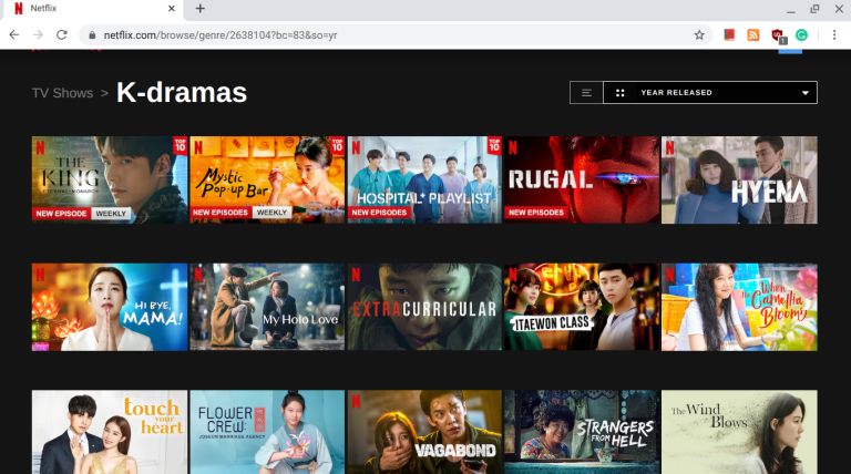 Kategori K-dramas di Netflix (sumber: tangkapan layar Netflix.com)