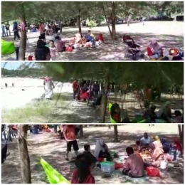 Pantai Matras, destinasi wisata di kabupaten Bangka Minggu (7/6) ramai pengunjung (dokpri)