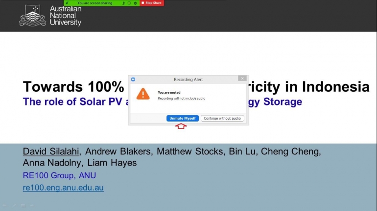 Pastikan unmute audio sudah dilakukan (screenshot zoom/dokpri)Â