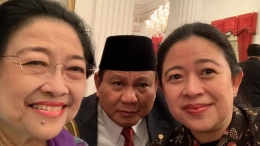 Prabowo Subianto saat berfoto dengan Puan Maharani dan Ibu Mega | Sumber gambar : www.gesuri.id