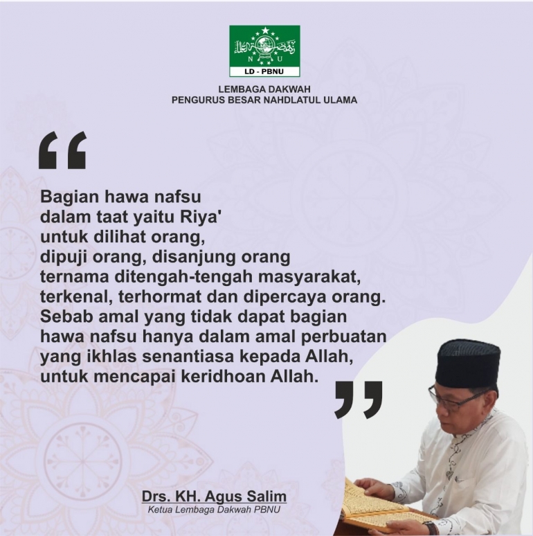 KH. Agus Salim/Ketua Lembaga Dakwah PBNU