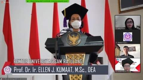 Rektor Unsrat dalam acara wisuda daring(sumberLsonnymoningkey)