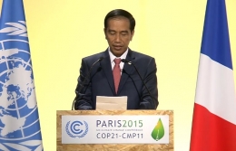 Presiden Joko Widodo pada  Konferensi Perubahan Iklim atau Conference of the Parties (COP) 21 di Paris 30/11/2015. Sumber: antaranews.com