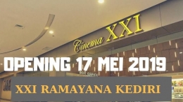 IKLAN PERDANA : Penayangan perdana dalam berbagai media sosial yang ada mengenai bioskop baru kota Kediri (foto: kedirikekin.com)