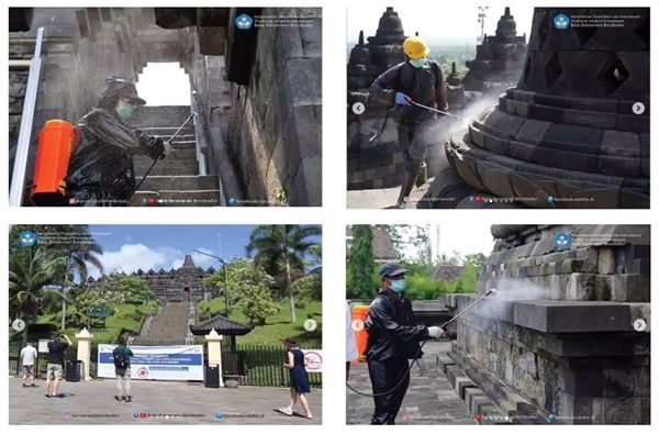 Penyemprotan Candi Borobudur (Foto: BKB)