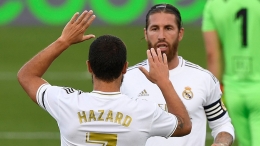Sergio Ramos dan Eden Hazard (Foto Skysports.com)