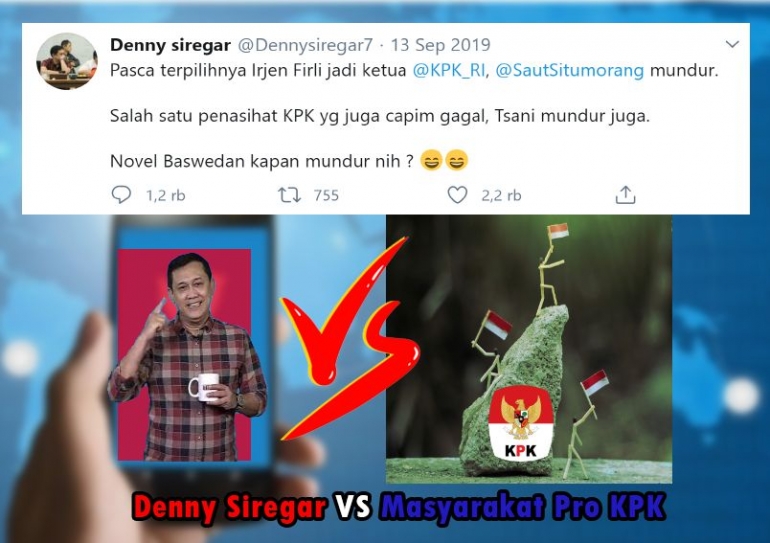 Foto: Denny Siregar bertanya kapan novel mundur?