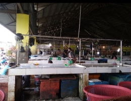 Kondisi lapak ikan di pasar Angsoduo, Jambi. (Foto : Elvidayanty)