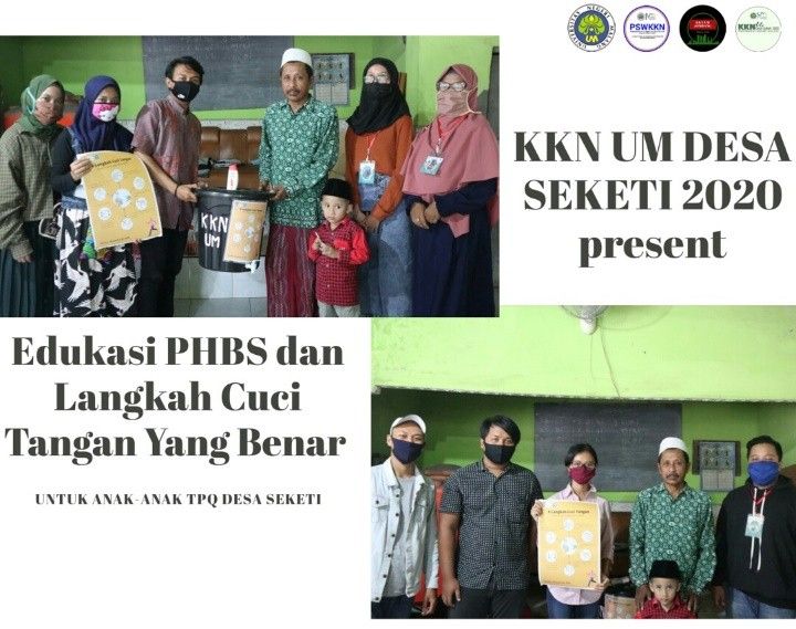 Dokumentasi Penyerahan Tempat Cuci Tangan dan Poster PHBS | Dok. Mahasiswa KKN UM Desa Seketi 2020