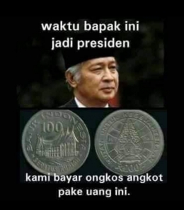 Meme tentang nilai tukar masa orde baru,dan memang cukup untuk  ongkos bepergian didalam kota. 