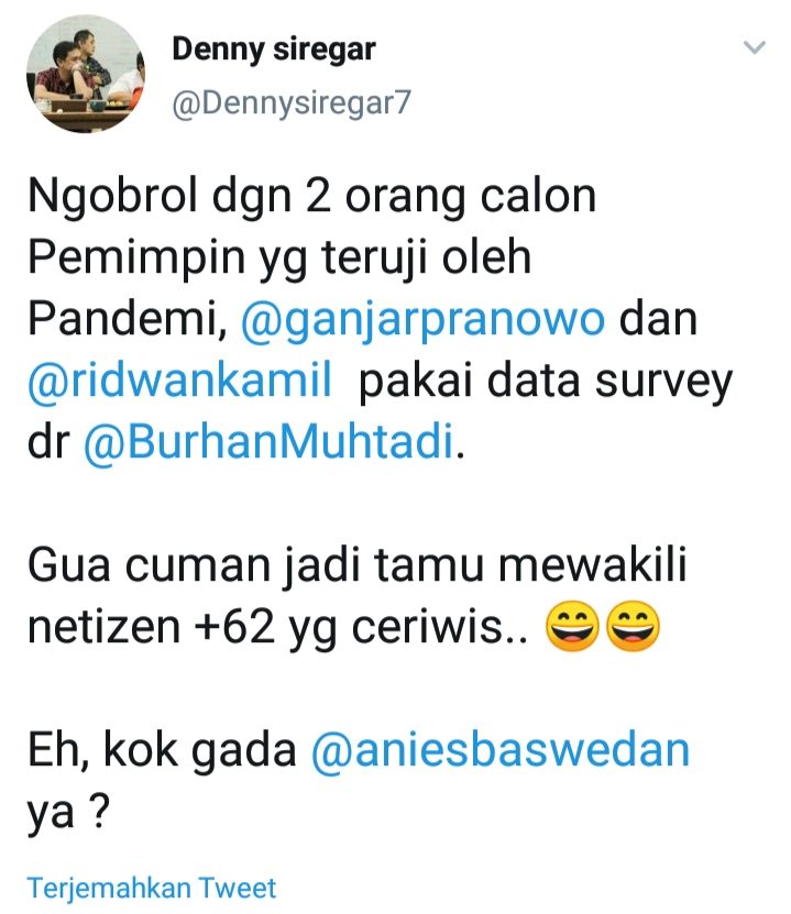 Screensot akun twitter Denny Siregar