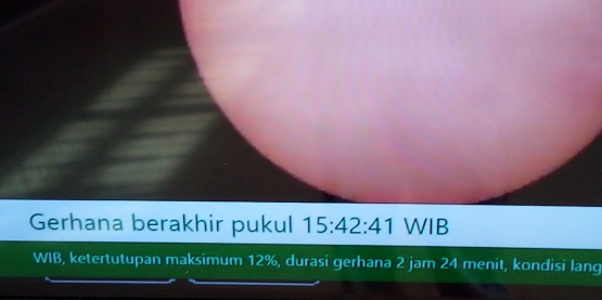 Monitor Waktu Berakhir Gerhana di Banda Aceh (doc Pribadi)