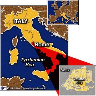 peta keberadaan negara Vatikan di dalam wilayah negara Italia | sumber: cnn.com