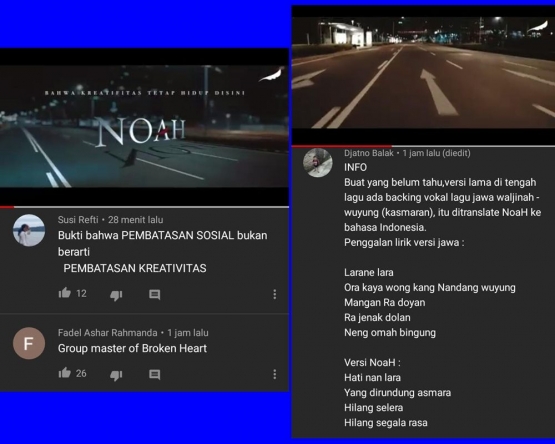 Tanggapan netizen 2. Gambar: Tangkapan pribadi/Youtube/Noah-Musica Studio