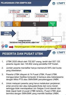 Tangkapan layar pengumuman pengunduran jadwal UTBK dari LTMPT