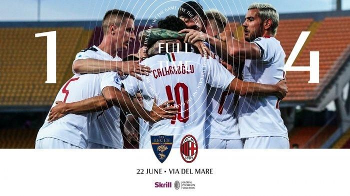 AC Milan menang telak 1-4 atas tuan rumah Lecce, Selasa (23/6) dini hari. | foto: twitter @acmilan via batam.tribunnews.com