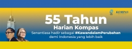 Banner HUT ke-55 Harian Kompas (Sumber foto diolah dari: kabar@kompas.id)