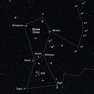Rasi bintang Orion secara lengkap. (Foto: di Wikipedia).