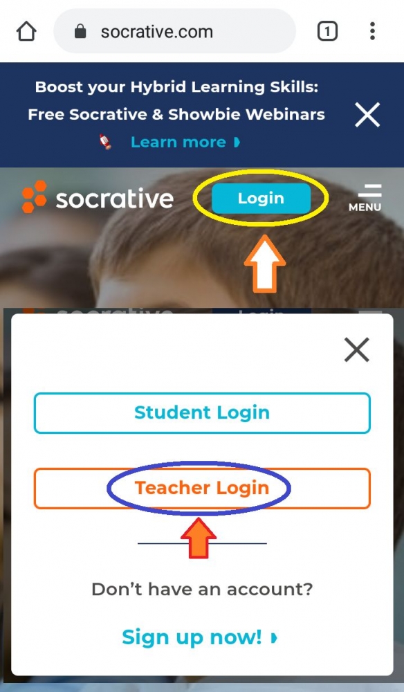 Gambar 1. Membuat akun di Socrative | Socrative.com