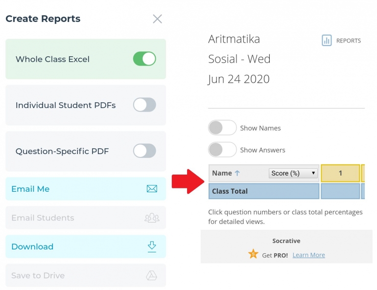 Gambar 12. Laporan | Socrative.com