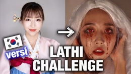 Sunny Dahye saat mengikuti Lathi Challenge (dok: youtube.com)