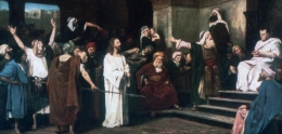 Lukisan Mihály Munkácsy (1881) berisi peristiwa saat Yesus dihadapkan kepada Pontius Pilatus. (Gambar: Istimewa). 