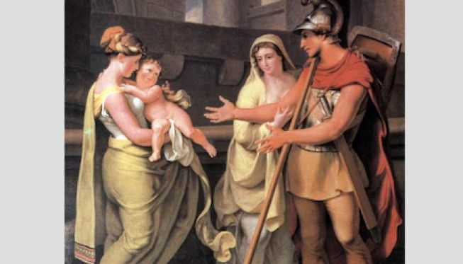 Ibu-anak dan prajurit Yunani kuno. (Gambar: Istimewa).
