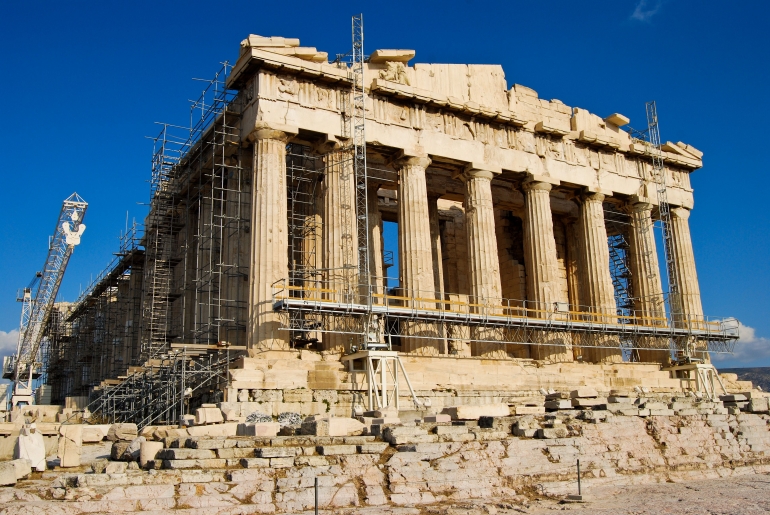 Parthenon Yunani Kuno didirikan 500 SM. Lyceum Athena tampak depan menyerupai bangunan ini. (Foto: ancient.eu).