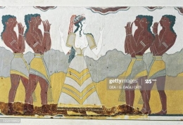 Lukisan yang mengisahkan tentang kehidupan sipil orang Minoa. (Gambar: Pinterest.com).