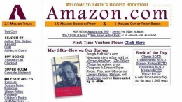 tampilan pertama kali situs toko buku online Amazon (sumber: latimes.com)