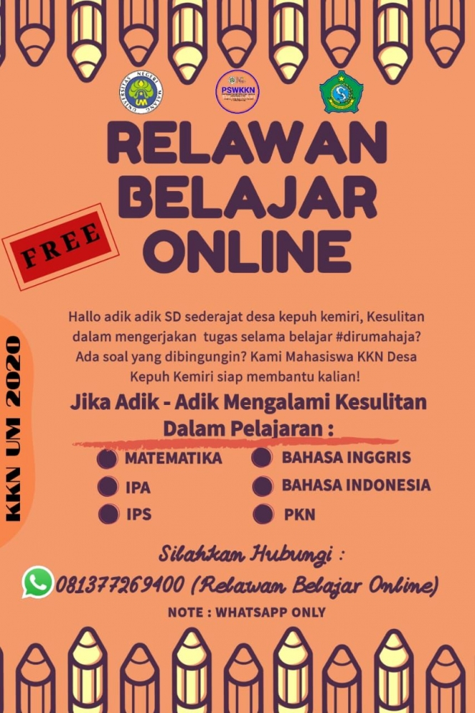 Gambar: Poster Program Relawan Belajar Online. Sumber: Dokumentasi Pribadi