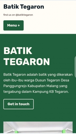 Tampilan blog khusus Batik Tegaron. Dokpri