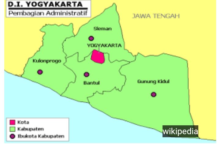 Peta wilayah Propinsi Daerah Istimewa Yogyakarta. wikipedia