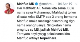 Asal-usul nama Mahfud MD | capture dari official twitter Mahfud MD