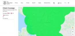 Dari Check Coverage, Terlihat di Kota Purwakarta Telah Tersedia Jaringan 4.5G dari Tri Indonesia (Sumber: www.tri.co.id)