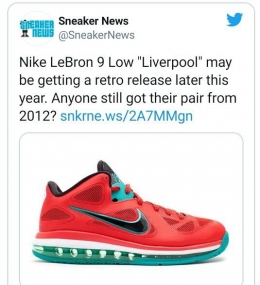 Peluncuran Sepatu Sneakers Lebron James 9 bertemakan Liverpool. @sneakersnews