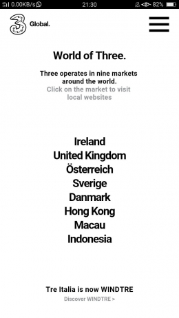 Layanan Three yang sudah eksis di 9 negara, termasuk Indonesia. (sumber: www.three.com)