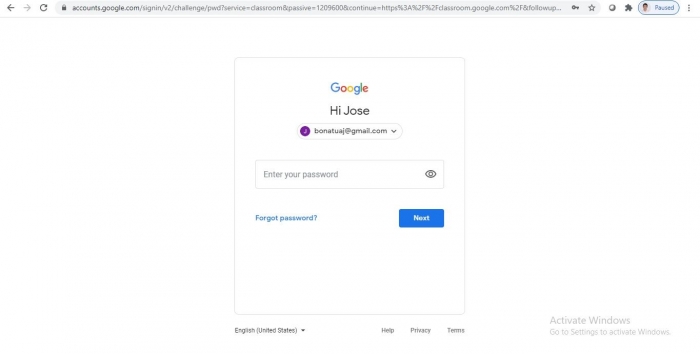 tangkapan layar dari Google Classroom